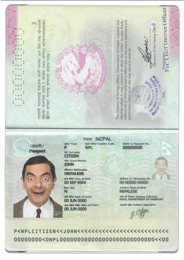 Authentic Nepal PSD Passport Template