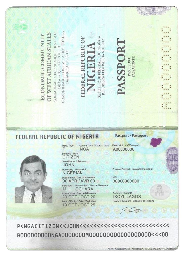 Authentic Nigeria PSD Passport Template (2019 – present)
