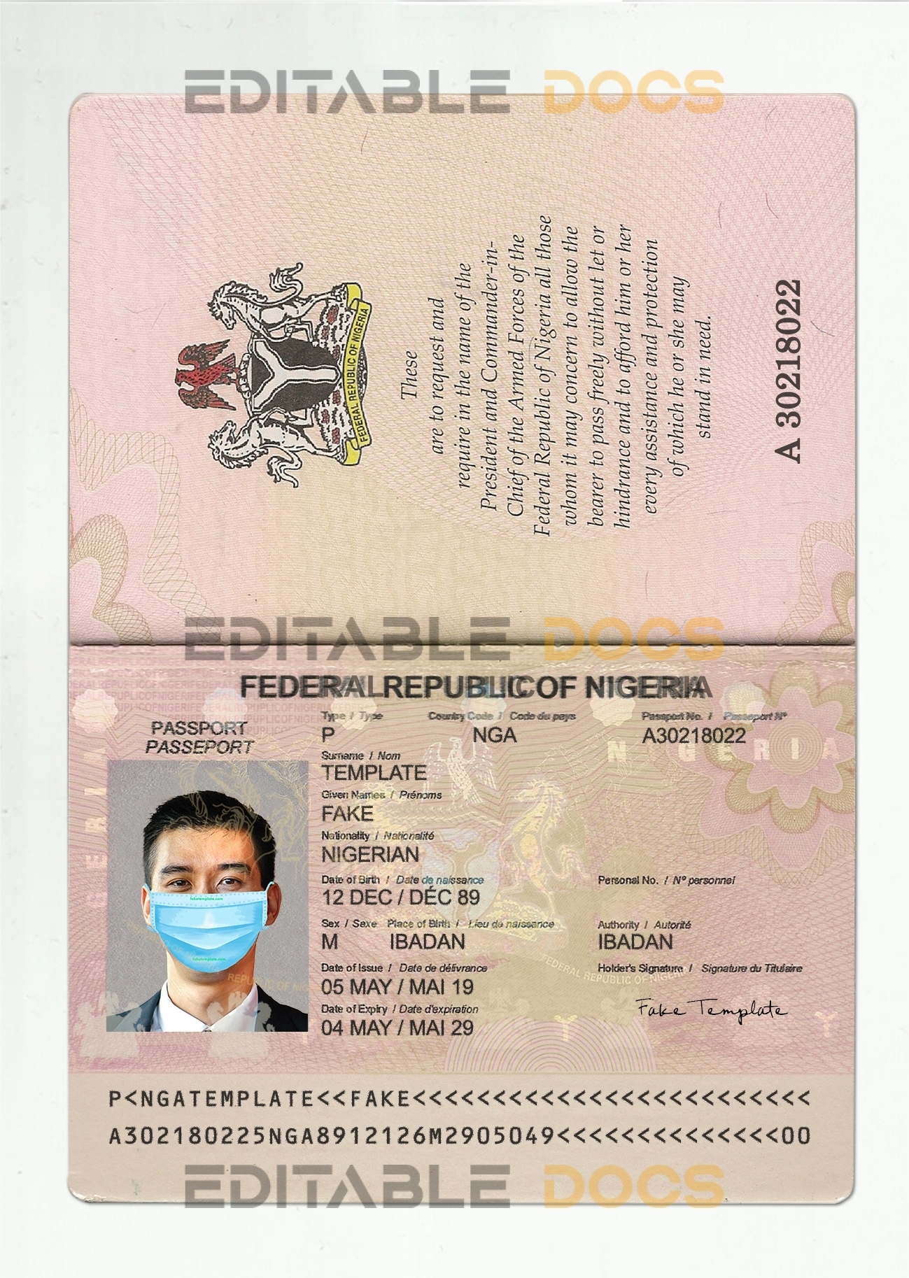 Authentic Nigeria PSD Passport Template (2007-2019)