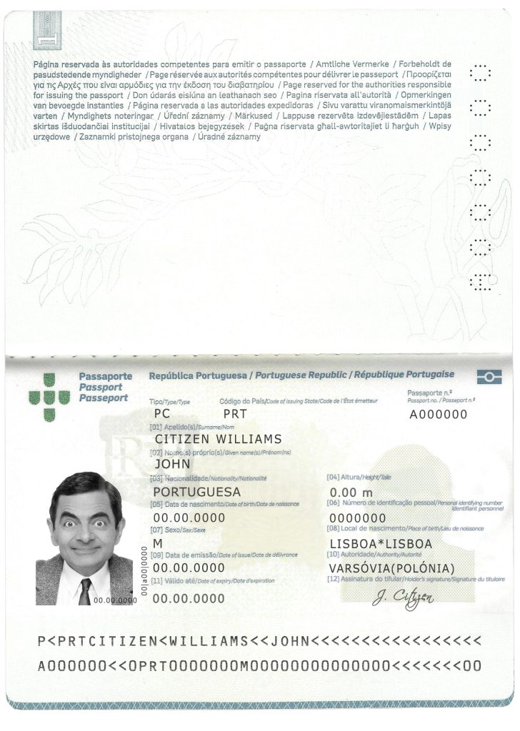 Authentic Portugal PSD Passport Template (2006-2017)