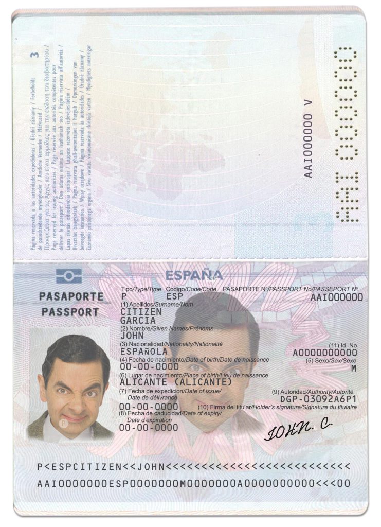 Authentic Spain PSD Passport Template (till 2015)