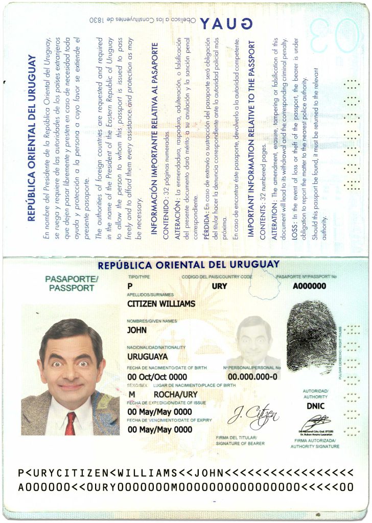 Authentic Uruguay PSD Passport Template