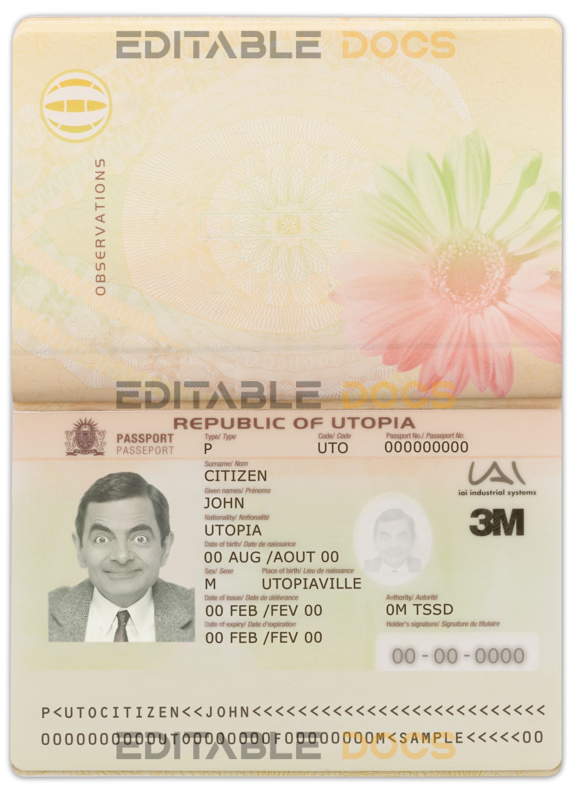 Authentic Utopia PSD Passport Template