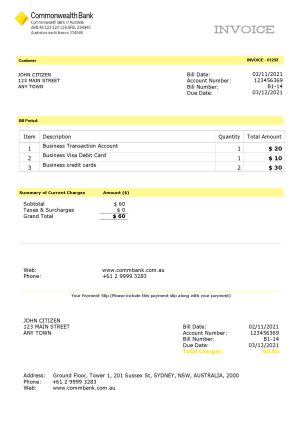 USA Commonwealth invoice template in Word and PDF format, fully editable