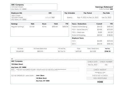 USA New York earnings statement Word and PDF template