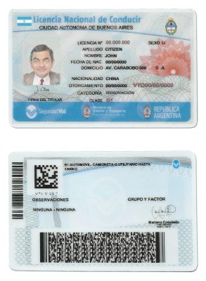 Fake Argentina Buenos Aires Driver License Template | PSD Layer-Based