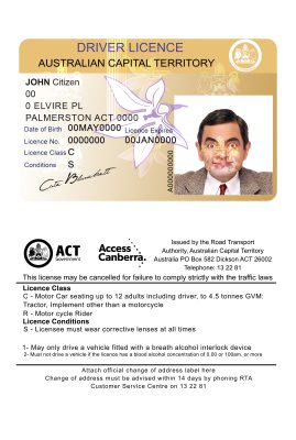 Fake Australia Capital state Driver License Template