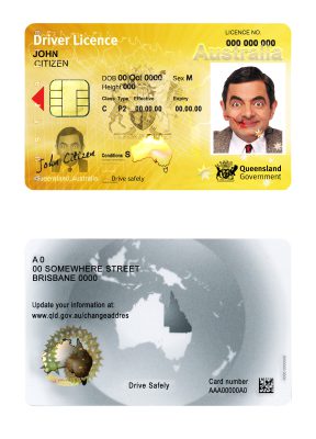 Fake Australia Queensland state Driver License Template