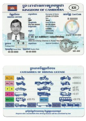 Fake Cambodia Driver License Template
