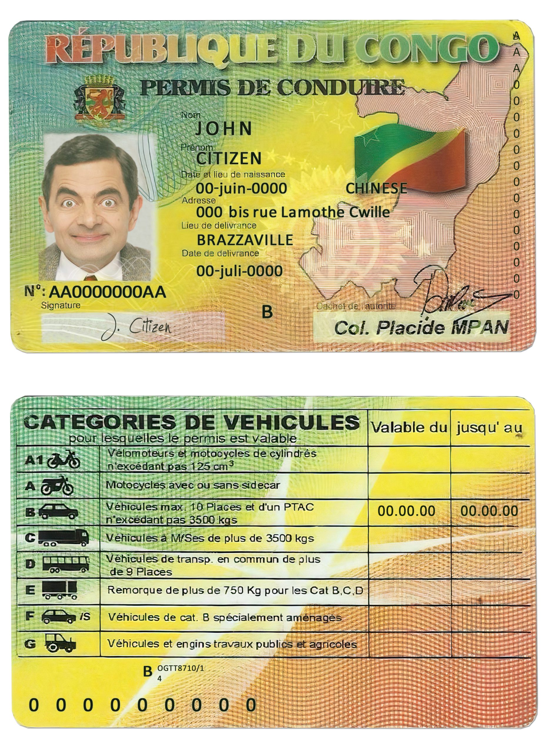 Fake Congo Driver License Template | PSD Layer-Based