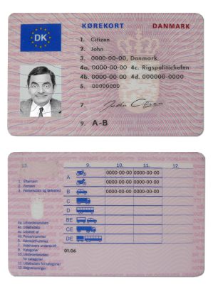 Fake Denmark Driver License Template (1997 – 2013) | PSD Layer-Based