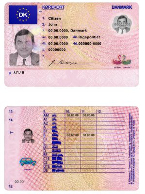 Fake Denmark Driver License Template
