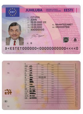 Fake Estonia Driver License Template