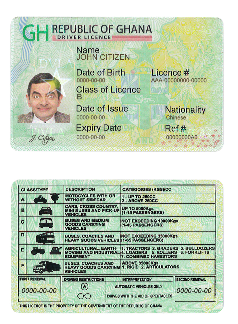 Fake Ghana Driver License Template | PSD Layer-Based