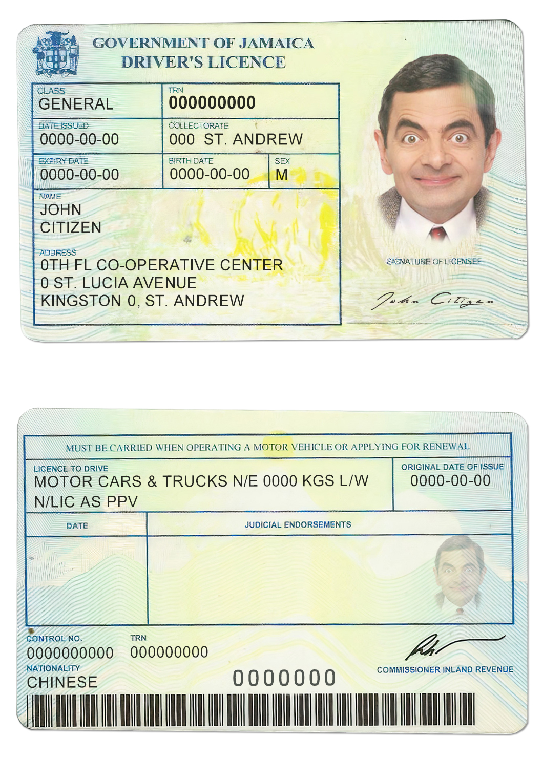 Fake Jamaica Driver License Template | PSD Layer-Based