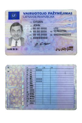Fake Lithuania (Litva) Driver License Template