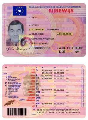 Fake Netherlands Driver License Template