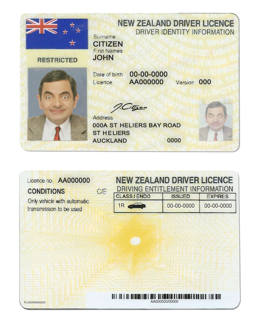 Fake New Zealand Driver License Template | PSD Layer-Based