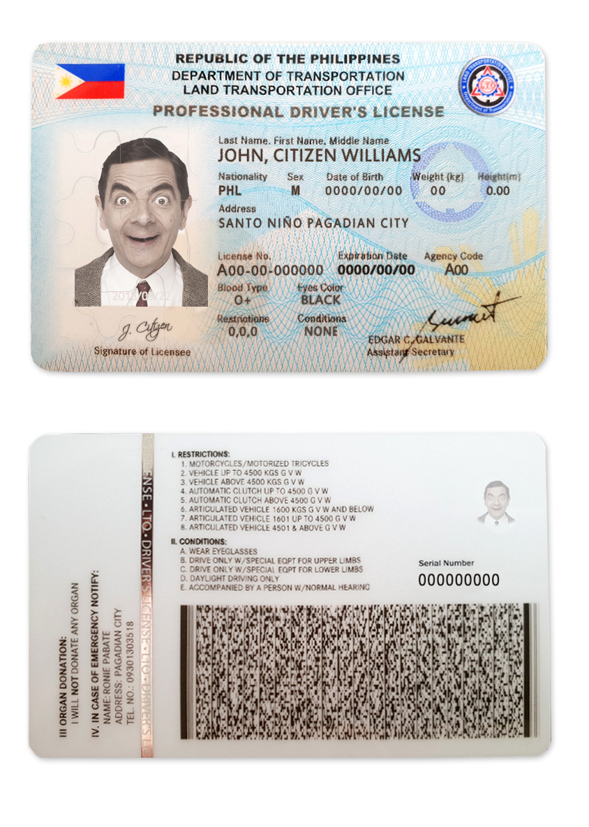Fake Philippines Driver License Template | PSD Layer-Based