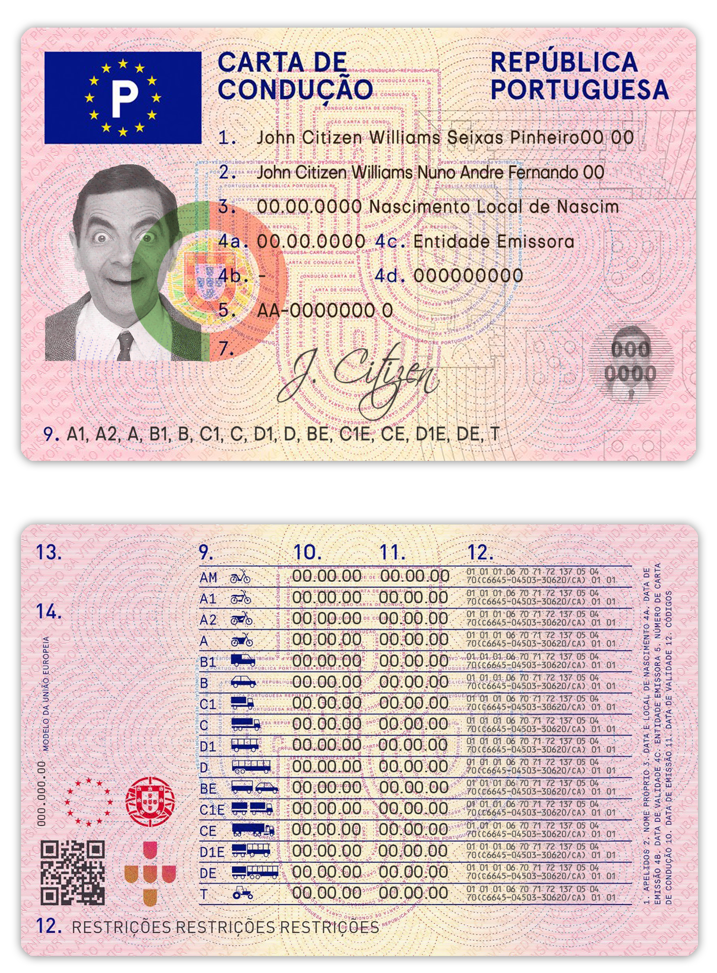 Fake Portugal Driver License Template | PSD Layer-Based