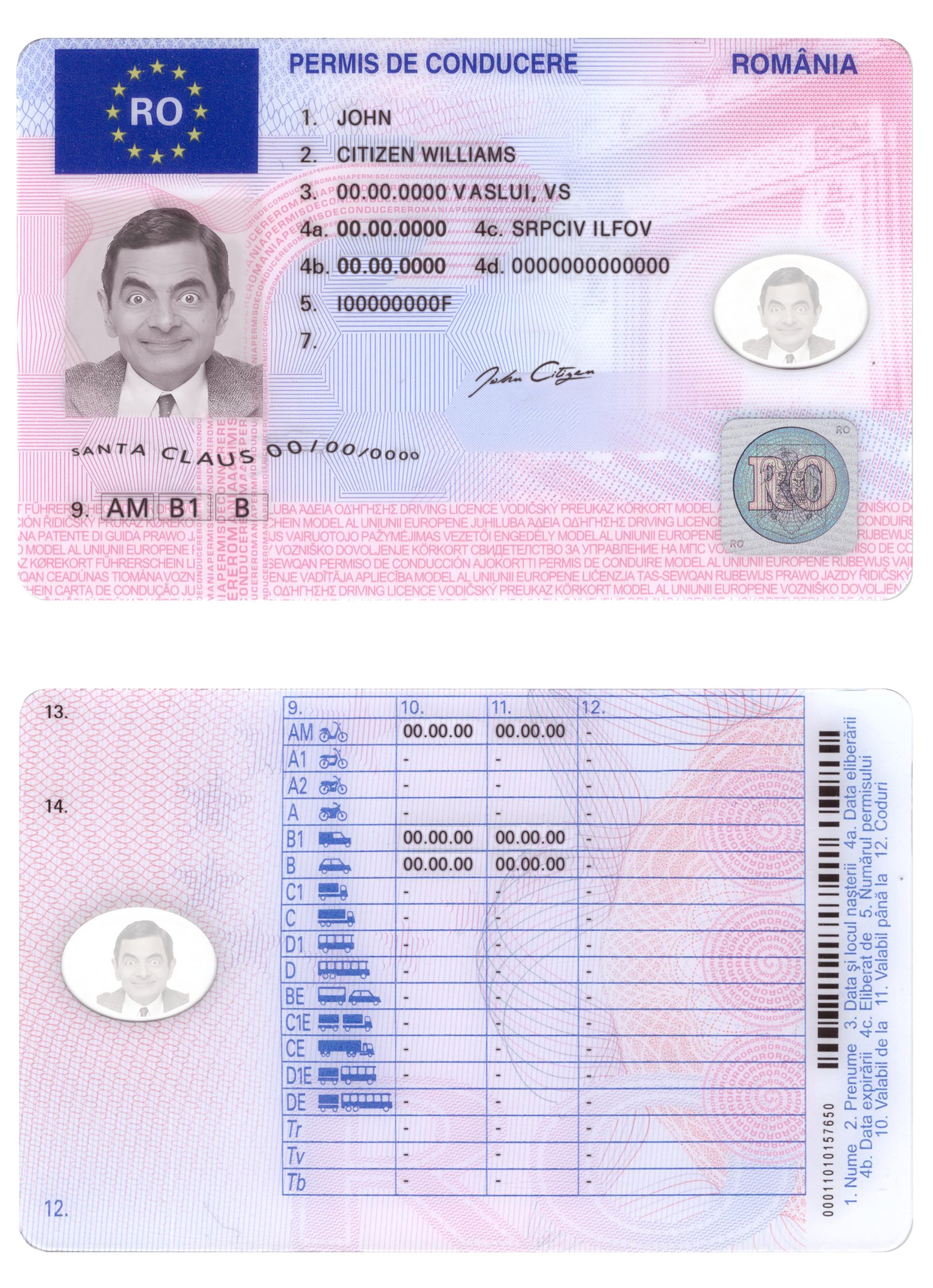 Fake Romania Driver License Template | PSD Layer-Based