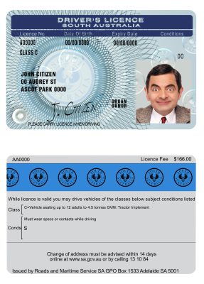 Fake South Australia Driver License Template