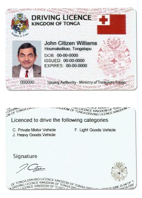 Fake Tonga Driver License Template | PSD Layer-Based