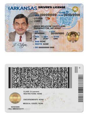 Fake USA Arkansas Driver License Template