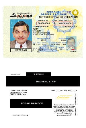 Fake USA Louisiana Driver License Template