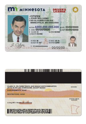Fake USA Minnesota Driver License Template