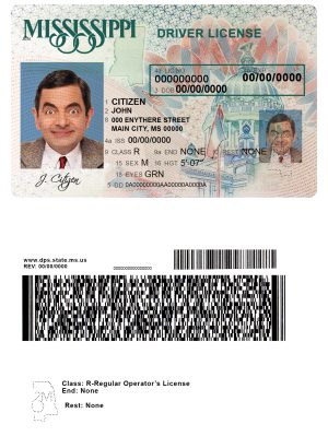 USA Editable Templates 12 Fake USA Mississippi Driver License Template