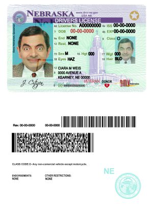 Fake USA Nebraska Driver License Template