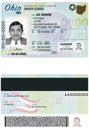Fake USA Ohio state Driver License Template