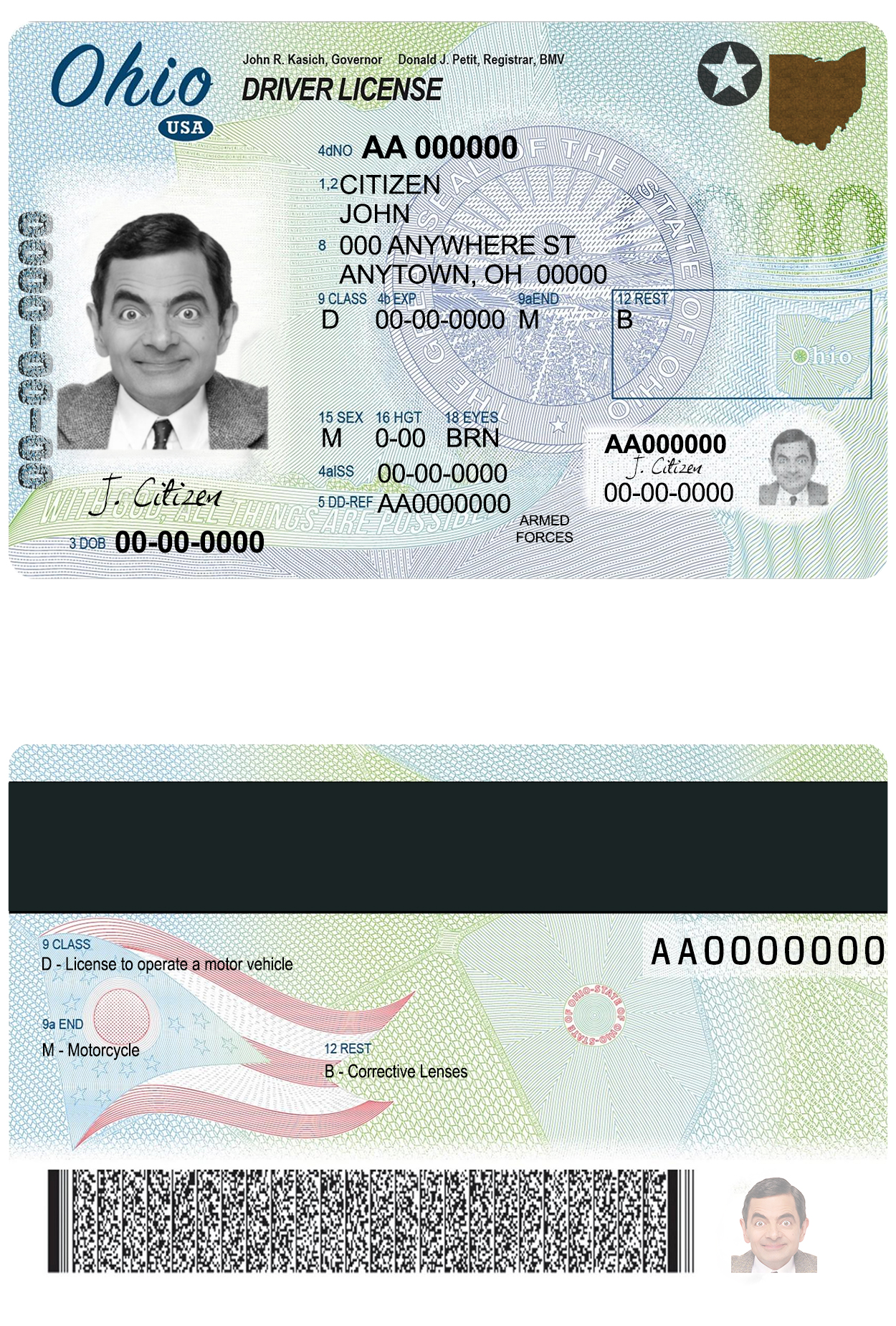 Fake USA Ohio state Driver License Template | PSD Layer-Based