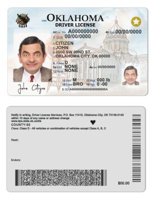 Fake USA Oklahoma Driver License Template