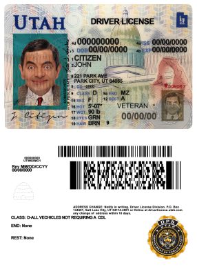 Fake USA Utah Driver License Template