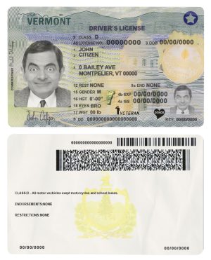 Fake USA Vermont Driver License Template (2019 – present)