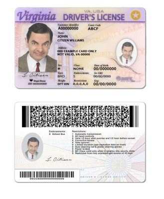 Fake USA Virginia Driver License Template