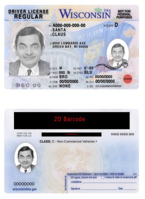 Fake USA Wisconsin Driver License Template