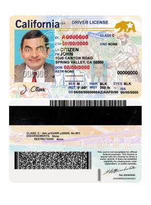 USA Editable Templates 7 Fake USA state California Driver License Template (2018, January – present) | PSD Layer