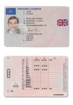 Fake United Kingdom Driver License Template (January 2021 – December 2021) | PSD Layer-Based