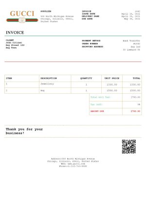 USA Editable Templates 1 USA Gucci invoice template in Word and PDF format, fully editable