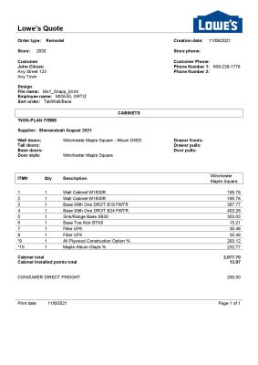 USA Lowe’s invoice template in Word and PDF format, fully editable