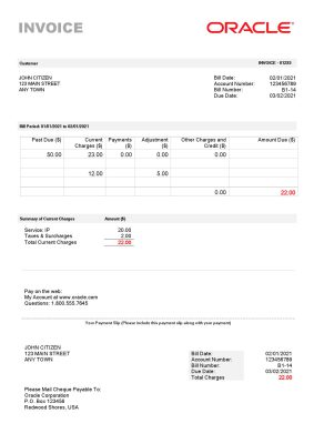 USA Oracle invoice template in Word and PDF format, fully editable