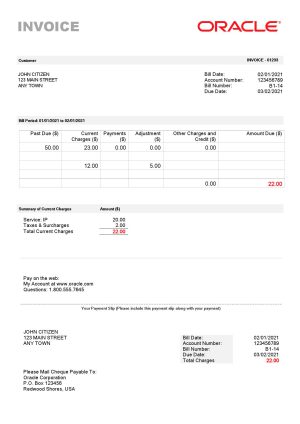 USA Oracle invoice template in Word and PDF format, fully editable