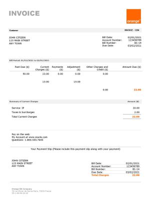 USA Orange invoice template in Word and PDF format, fully editable