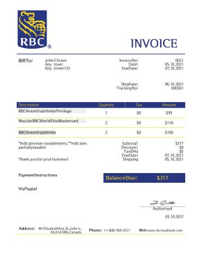 USA RBC invoice template in Word and PDF format, fully editable