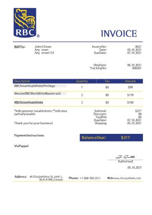 USA RBC invoice template in Word and PDF format, fully editable