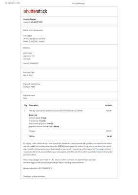 Ireland Shutterstock invoice template in Word and PDF format, fully editable