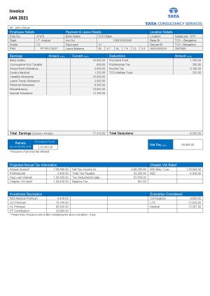 USA Editable Templates 6 USA Tata Consulting Services invoice template in Word and PDF format, fully editable